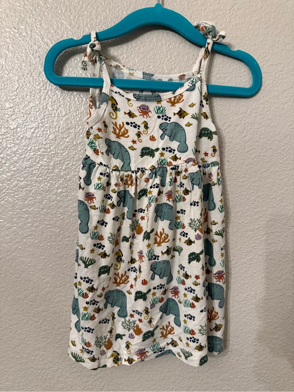 Girls' White Sea Life Tie-Shoulder Sundress